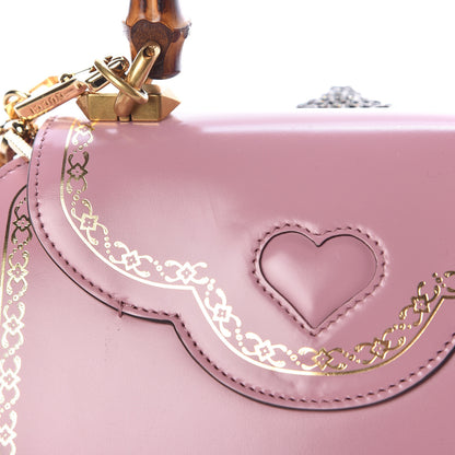 Gucci Calfskin Bamboo Crystal Mini Thiara Top Handle Bag Carmine Rose Gold 11 of 17