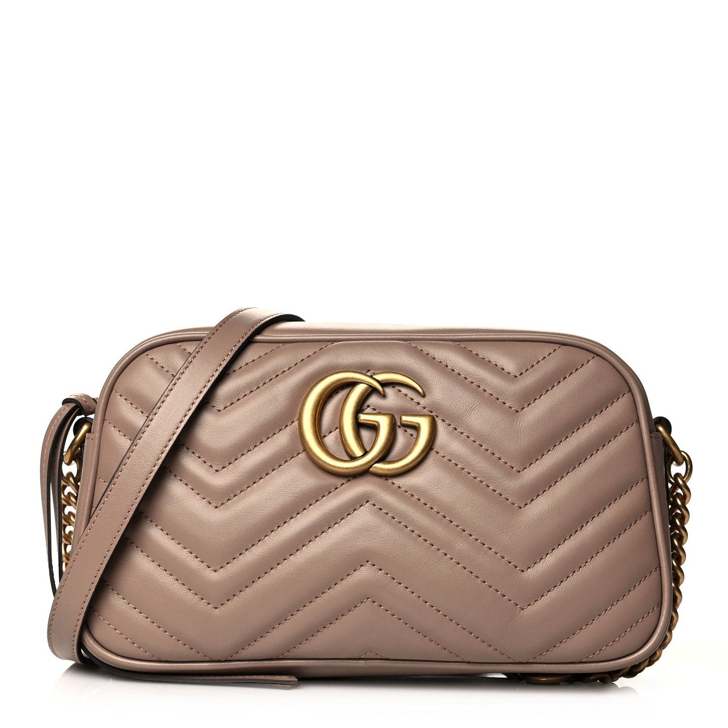 Calfskin Matelasse Small GG Marmont Chain Shoulder Bag Porcelain Rose