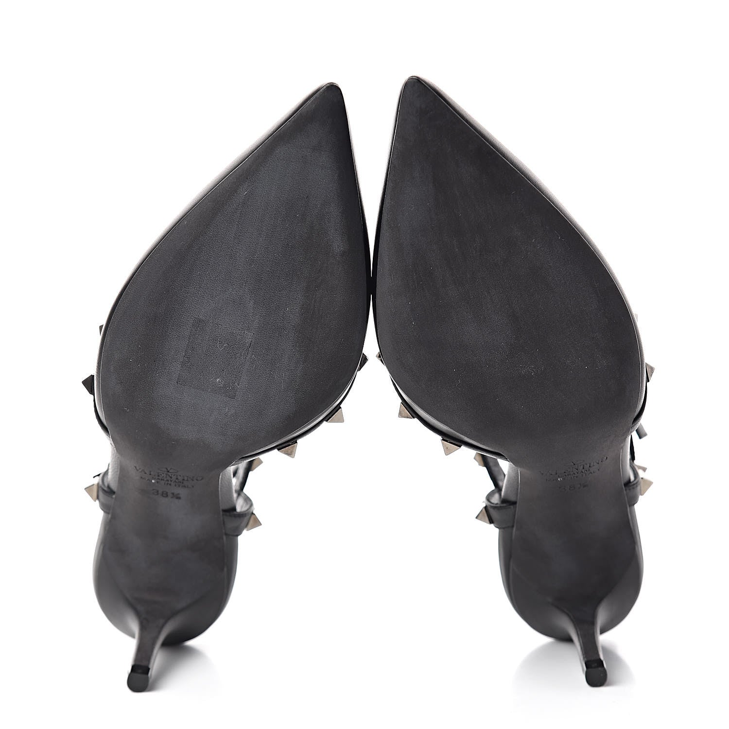 Valentino Garavani Nappa Rockstud Ankle Strap Low Heel Pumps 38.5 Black 5 of 8
