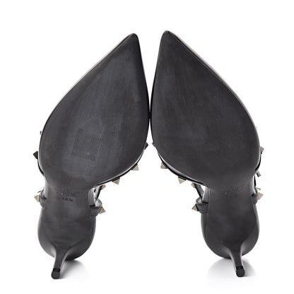 Valentino Garavani Nappa Rockstud Ankle Strap Low Heel Pumps 38.5 Black 5 of 8