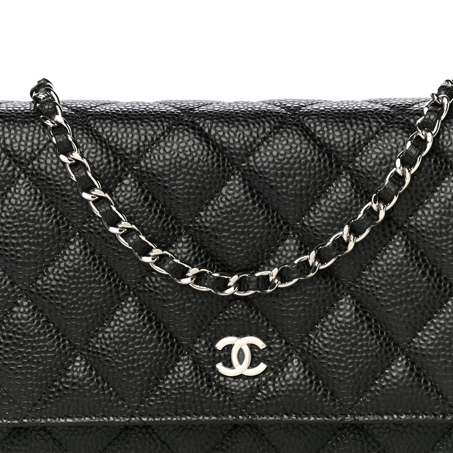 Caviar Quilted Wallet On Chain WOC Black
