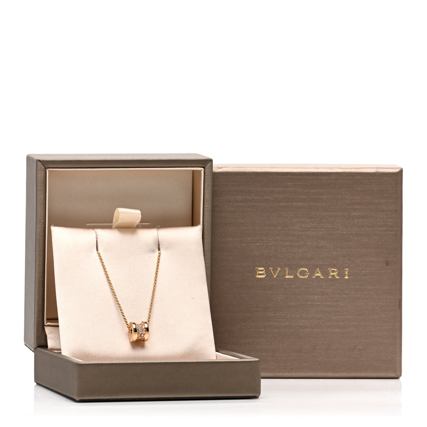 18K Rose Gold Diamond Small B.Zero1 Pave Pendant Necklace