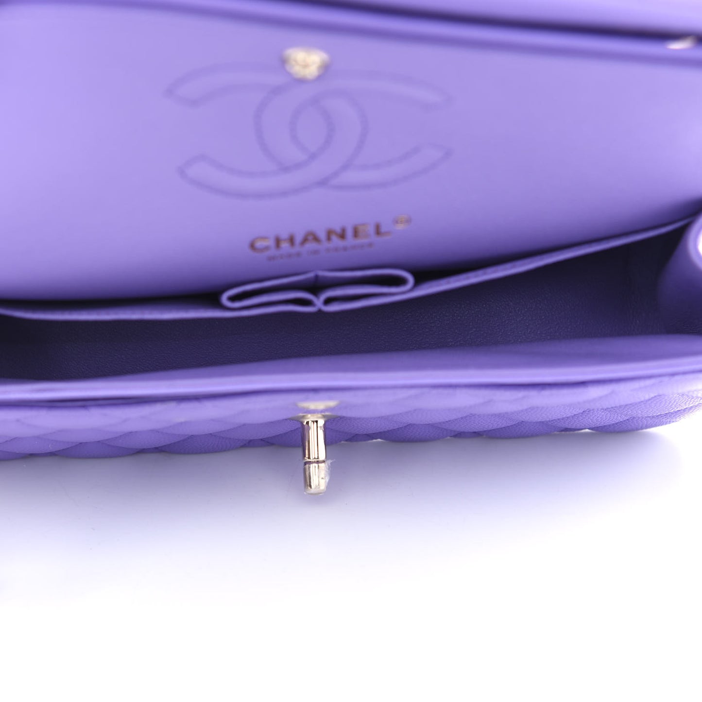 Caviar Quilted Small Double Flap Purple