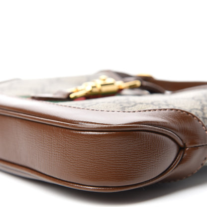 Gucci GG Supreme Monogram Azalea Calfskin Web Mini Jackie 1961 Hobo Beige Ebony Brown Sugar 7 of 11