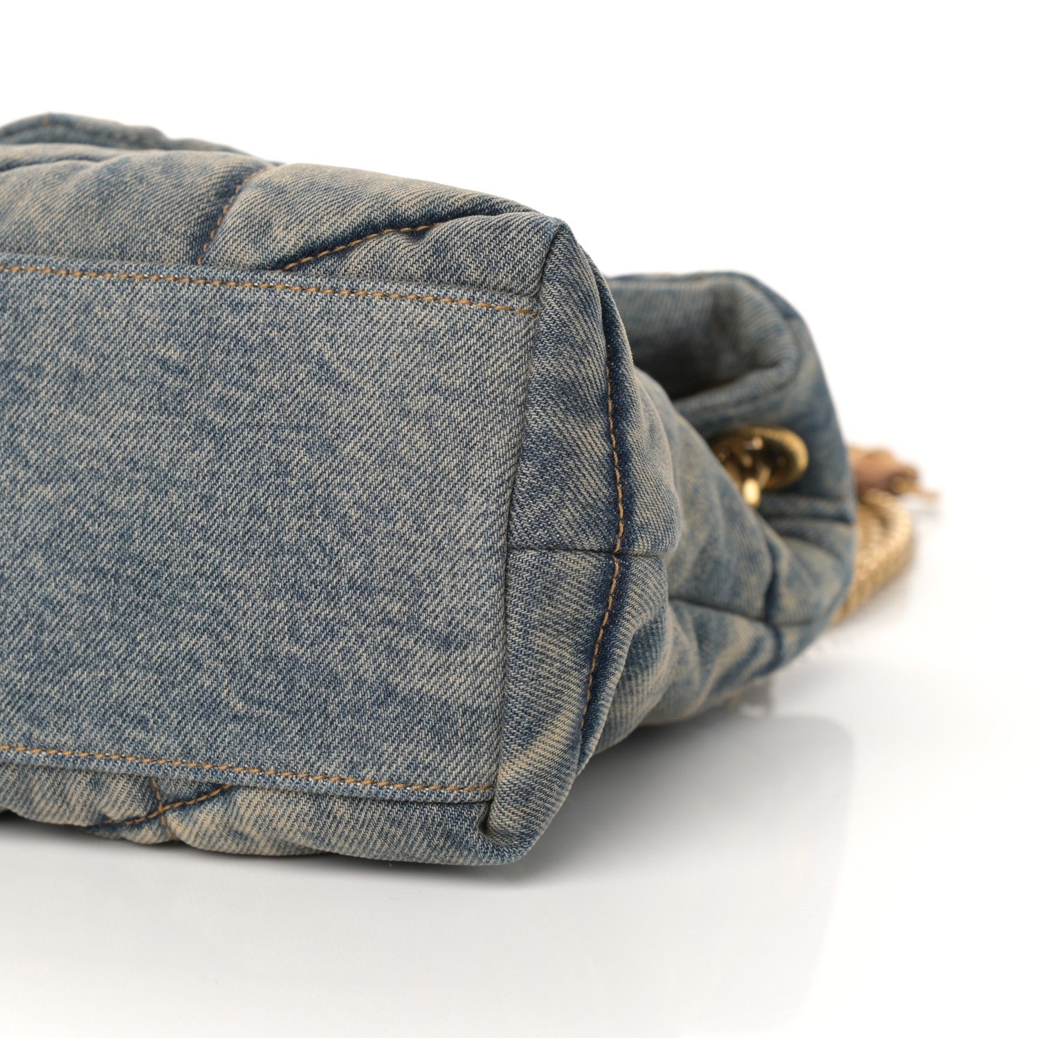 Saint Laurent Denim Quilted Small Loulou Puffer Monogram Chain Satchel Blue Cinnamon 10 of 10