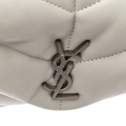 Saint Laurent Lambskin Quilted Toy Loulou Puffer Monogram Chain Satchel Blanc Vintage 14 of 16
