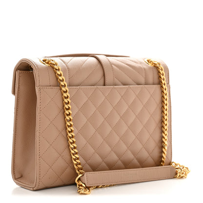 Saint Laurent Grain De Poudre Textured Mixed Matelasse Medium Triquilt Monogram Satchel Dark Beige 3 of 12