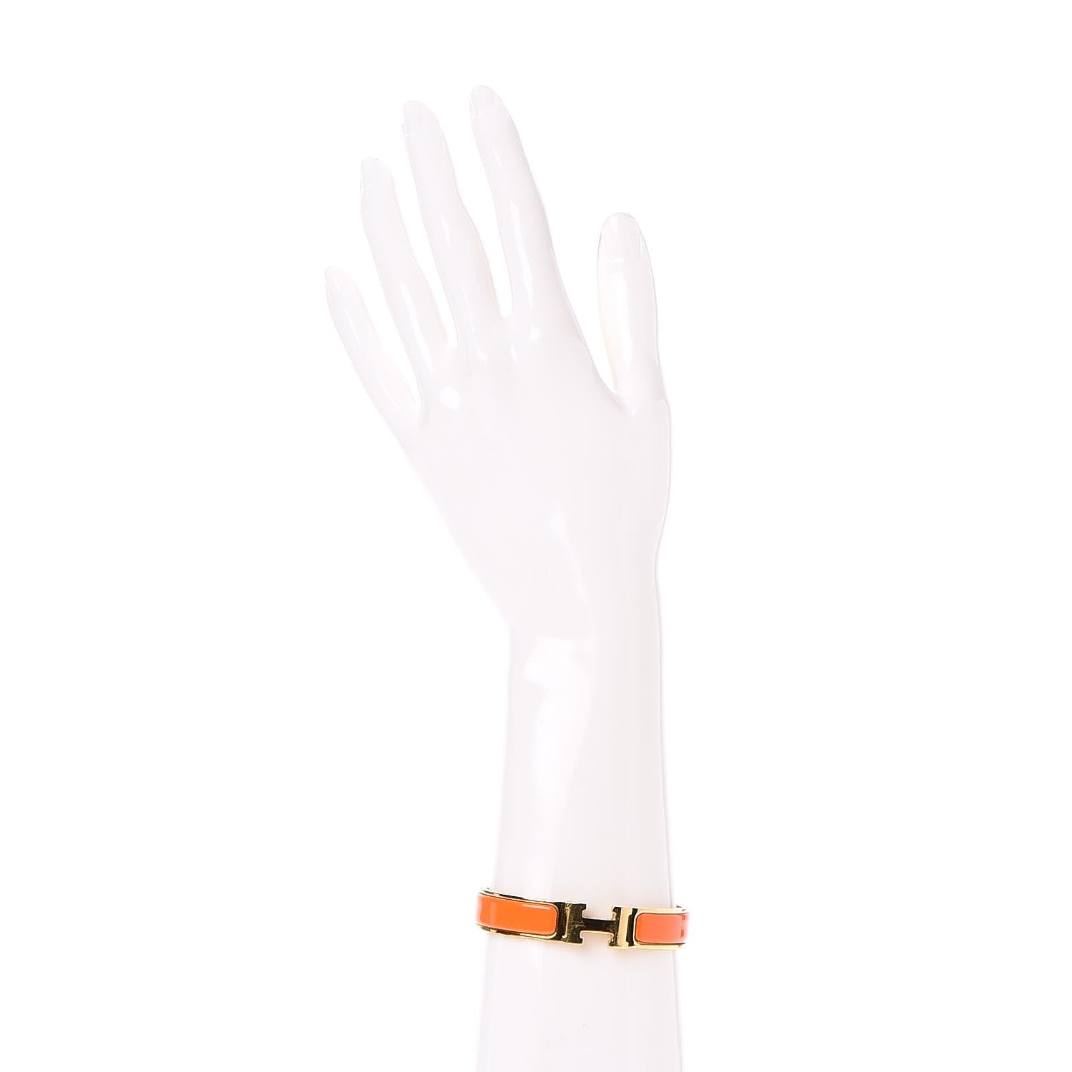 Hermes Enamel Narrow Clic Clac H Bracelet PM Orange 2 of 6