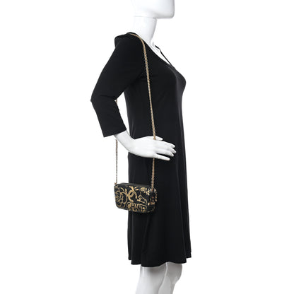 Chanel Calfskin Crocodile Embossed Graffiti 2.55 Cocodile Reissue Clutch With Chain Black Gold 2 of 10