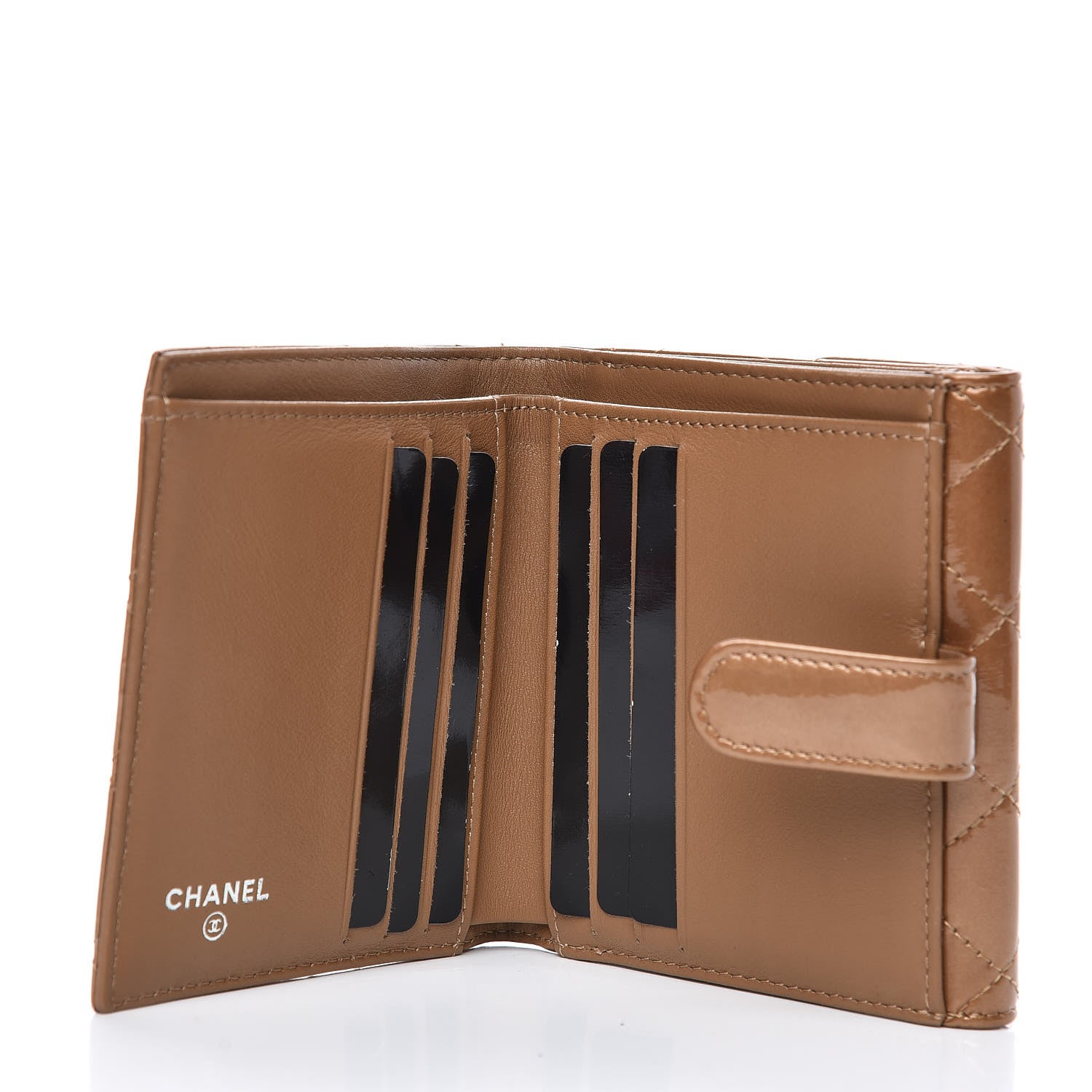 Chanel Metallic Patent Quilted Brilliant Compact Wallet Gold 5 of 9