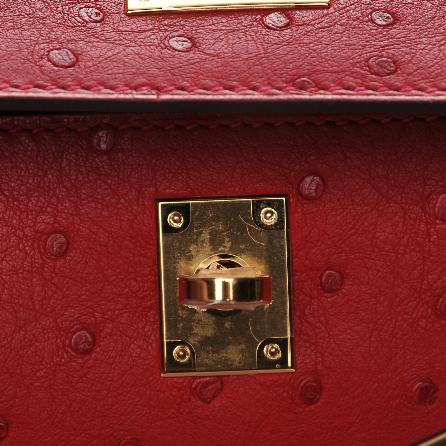 Ostrich Kelly Pochette Rouge Vif