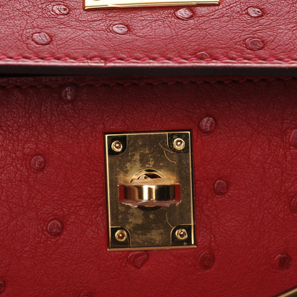 Hermes Ostrich Kelly Pochette Rouge Vif 9 of 23