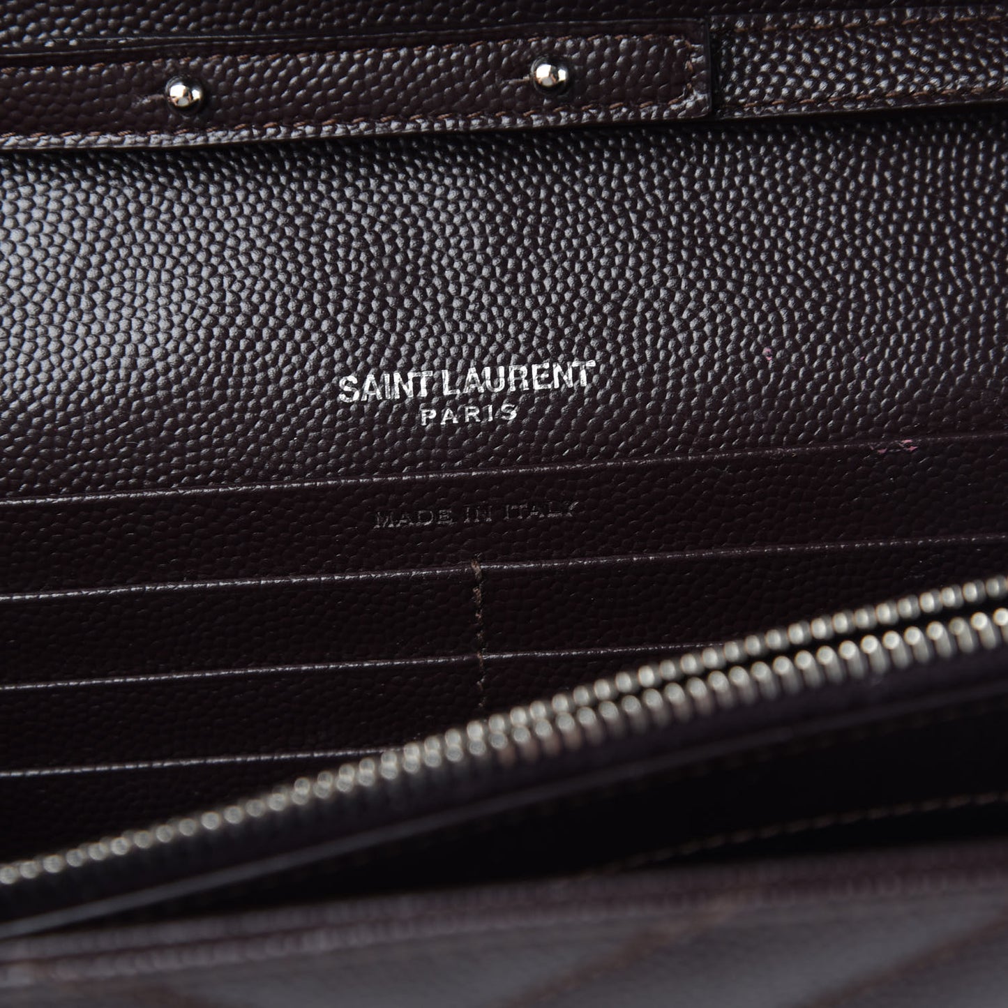 Grain De Poudre Matelasse Chevron Monogram Chain Wallet Dark Brown