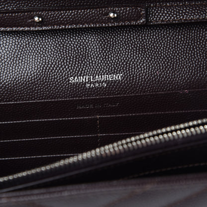 Saint Laurent Grain De Poudre Matelasse Chevron Monogram Chain Wallet Dark Brown 7 of 11