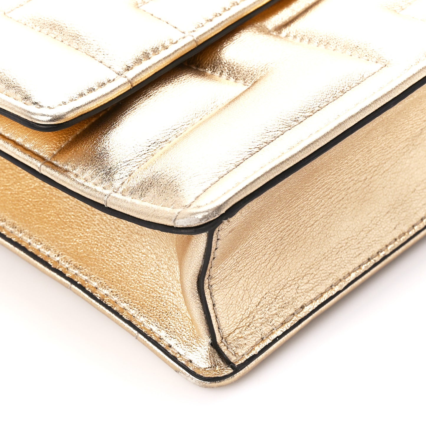 Metallic Nappa Quilted Varenne Shoulder Bag Gold