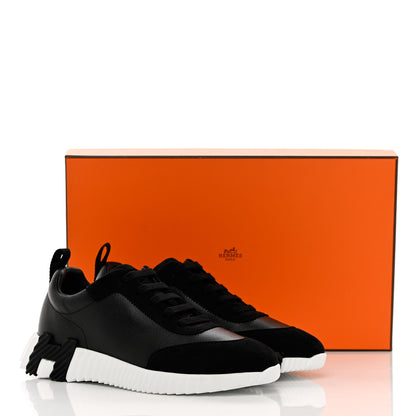Hermes Goatskin Suede Goatskin Bouncing Sneakers 38 Black White 8 of 8
