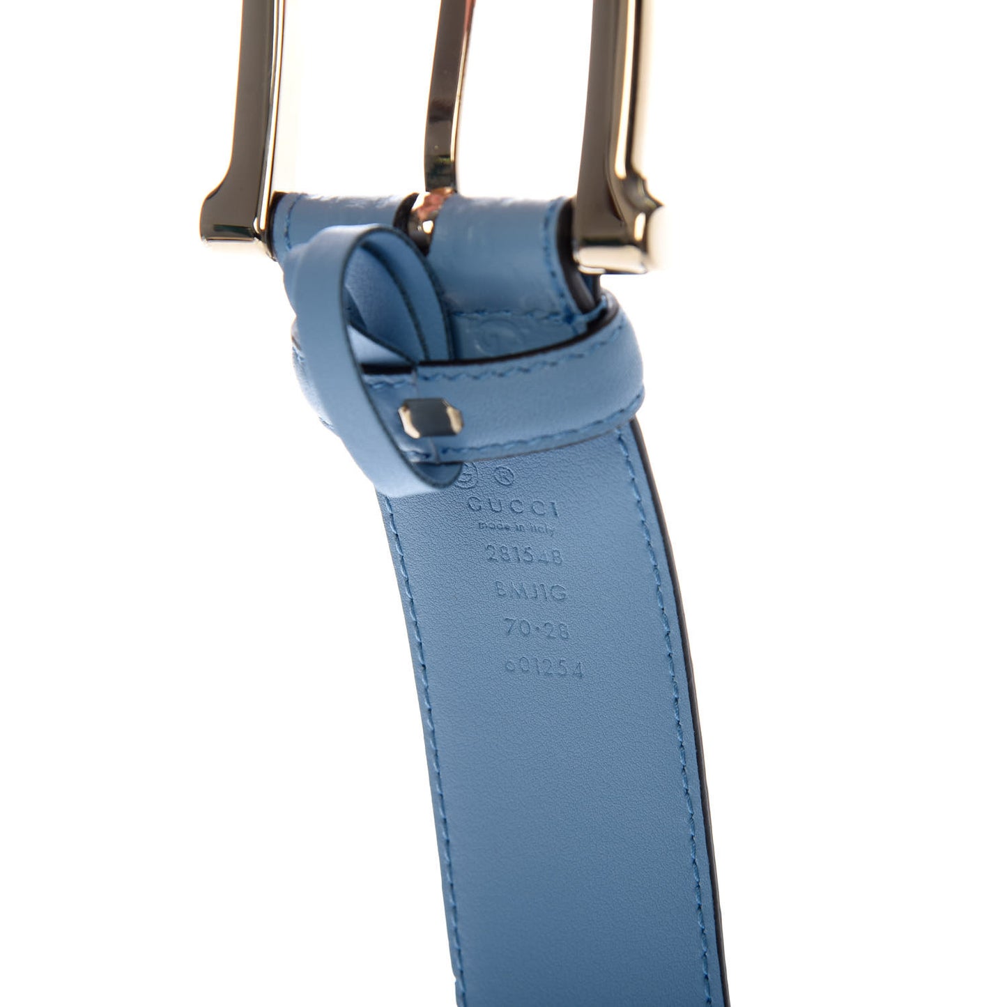 Soft Microguccissima Margaux Calfskin Belt 70 28 Mineral Blue
