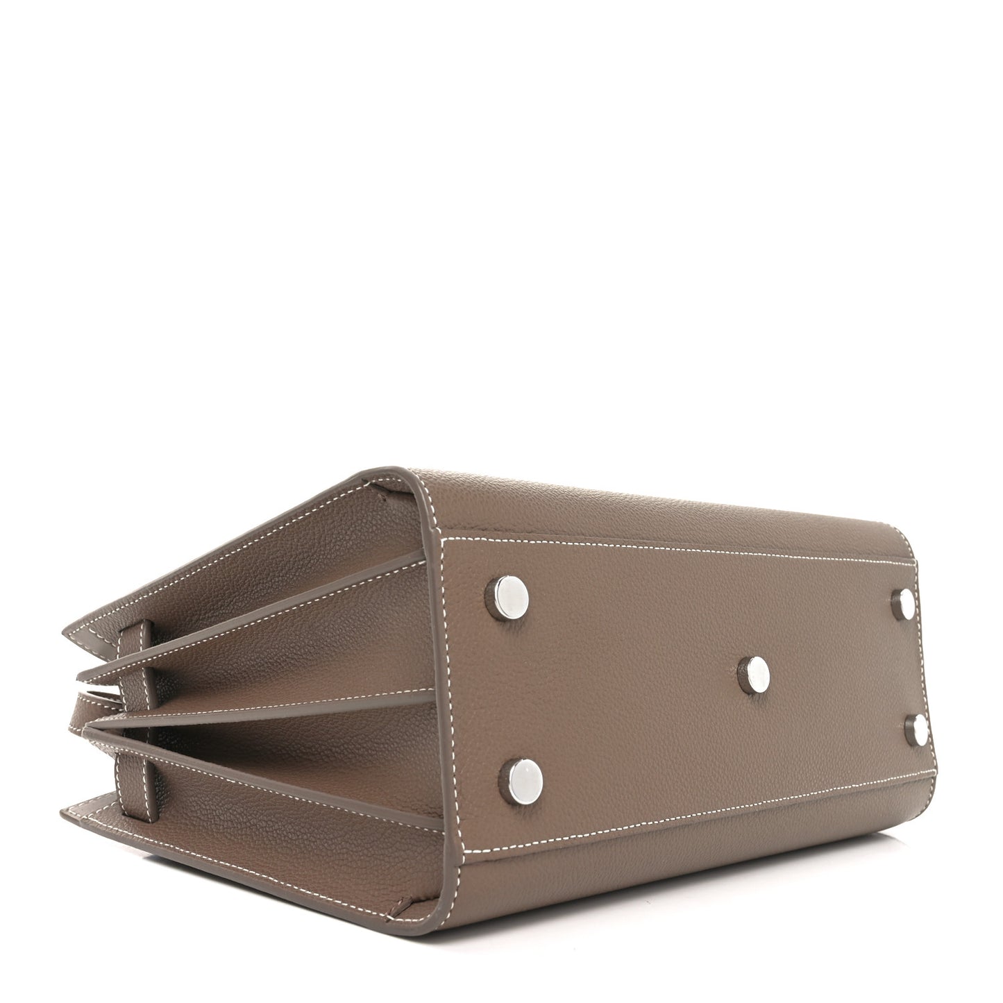 Grained Calfskin Topstich Baby Sac De Jour Taupe