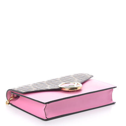 Fendi Vitello Cruise F is Fendi Bi-Color FF 1974 Embossed Medium Envelope Wallet On Chain Maya Black Lollypop 4 of 9