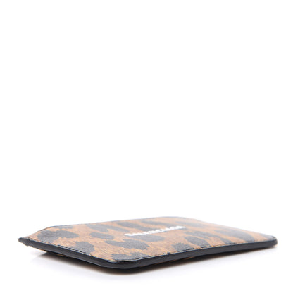 Balenciaga Calfskin Logo Leopard Print Cash Long Coin Card Holder Beige White 4 of 7