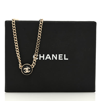 Chanel Crystal Resin CC Chain Link Short Necklace Black Gold 6 of 6