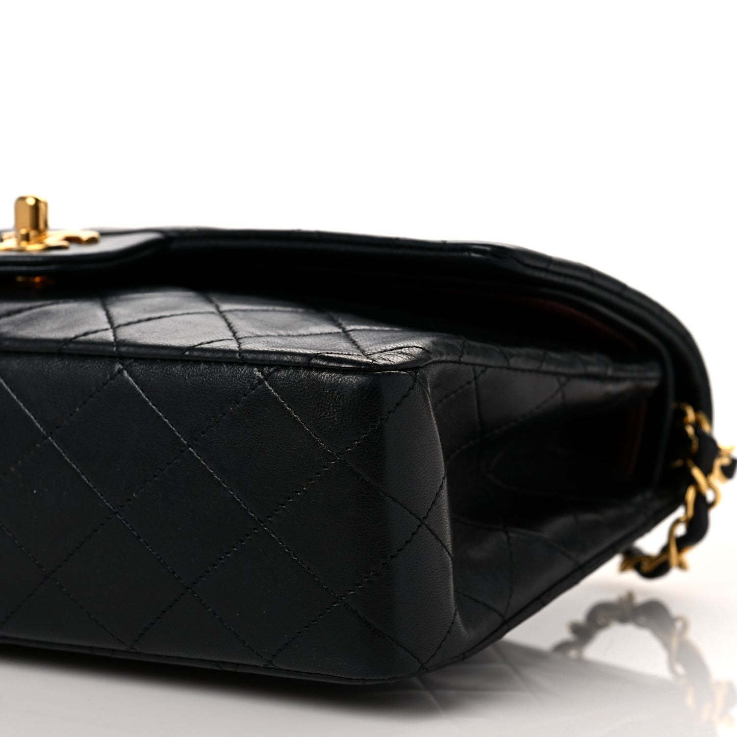 Lambskin Quilted Medium Double Flap Black