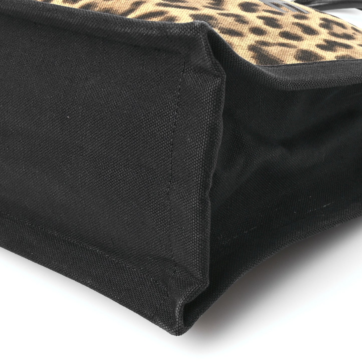 Canvas Calfskin Leopard Print Rive Gauche Noe Tote Natural Black