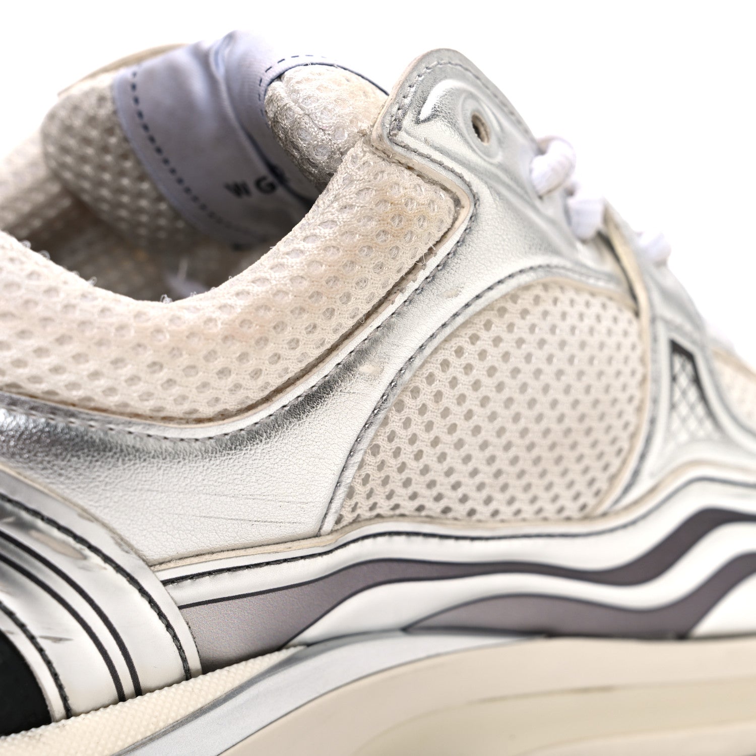 Chanel Fabric Laminated Calfskin Stretch CC Sneakers 37 White Silver 11 of 12