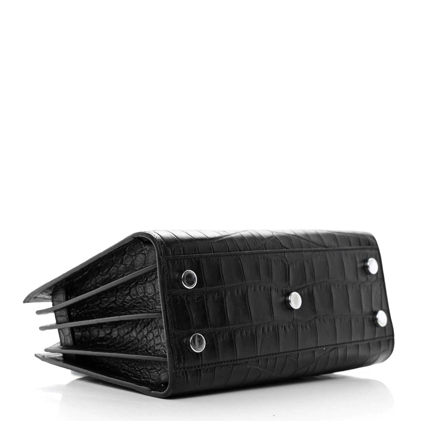Calfskin Crocodile Embossed Nano Sac De Jour Black