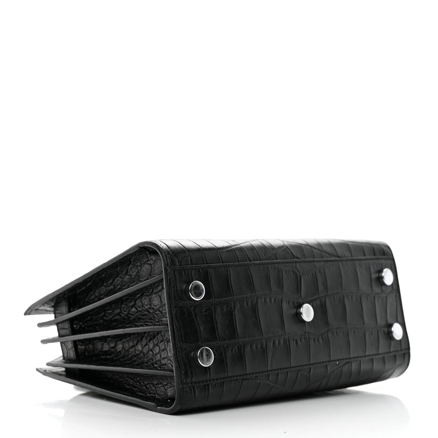 Saint Laurent Calfskin Crocodile Embossed Nano Sac De Jour Black 4 of 10