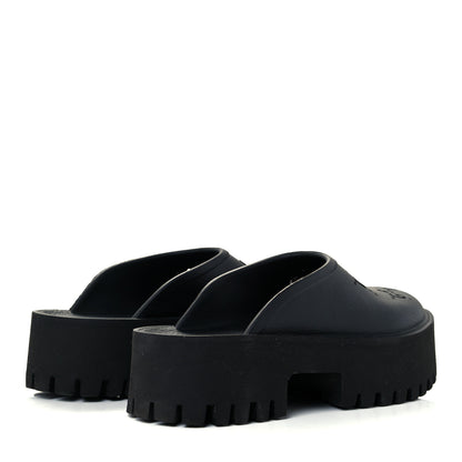 Gucci Rubber GG Monogram Perforated Elea Platform 55mm Lug Sole Sandals 38 Black 4 of 11
