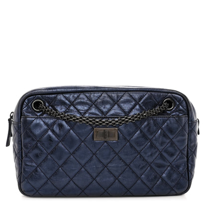Chanel Metallic Aged Calfskin Quilted Medium Reissue Camera Case Bag Blue 1 of 11