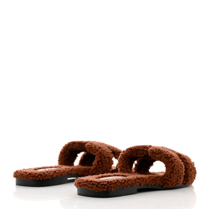 Hermes Woolskin Oran Sandals 39 Cognac 4 of 8