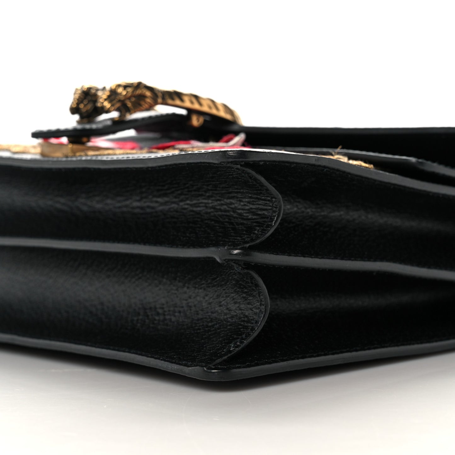 Calfskin Web Floral Embroidered Medium Dionysus Shoulder Bag Black