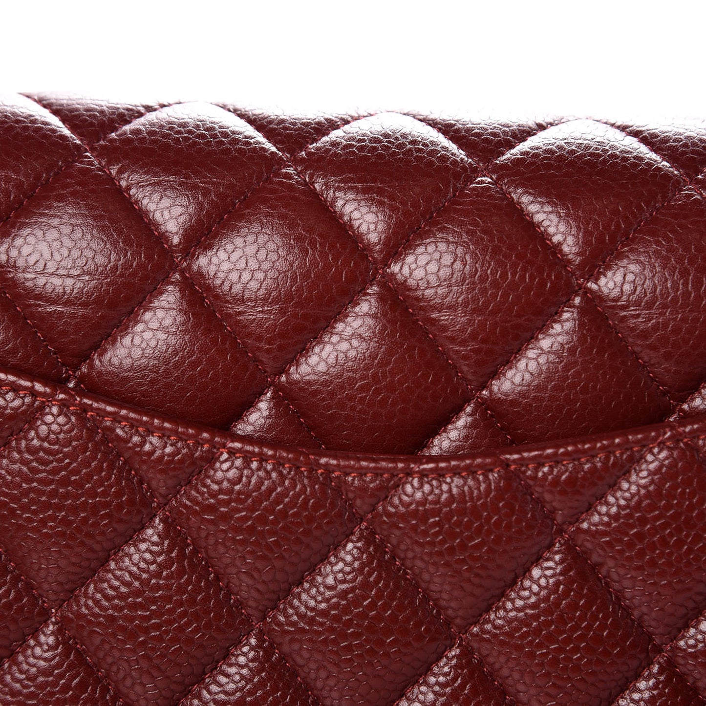 Caviar Quilted Medium Double Flap Dark Red