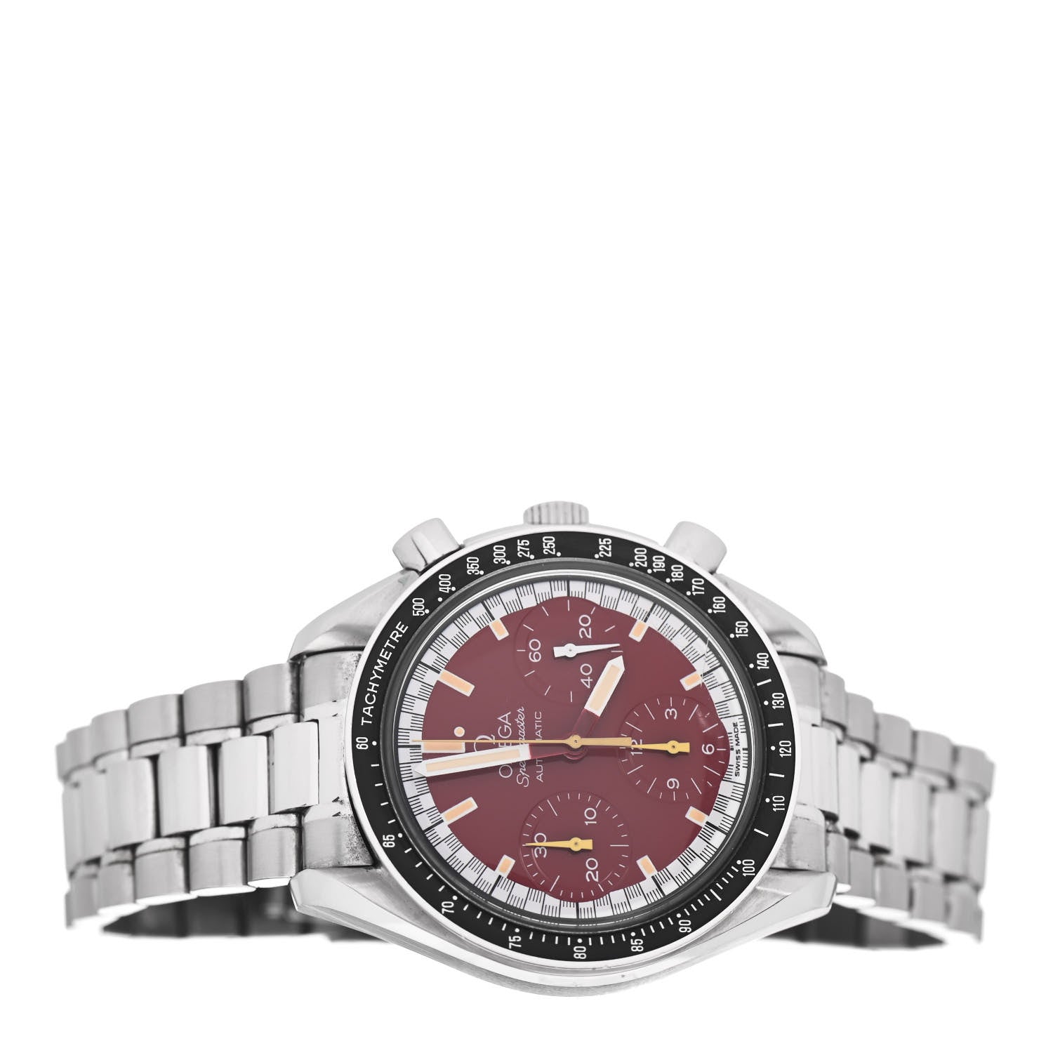Omega Stainless Steel 39mm Speedmaster Chronograph Automatic Watch Red 3510.61.00 2 of 4