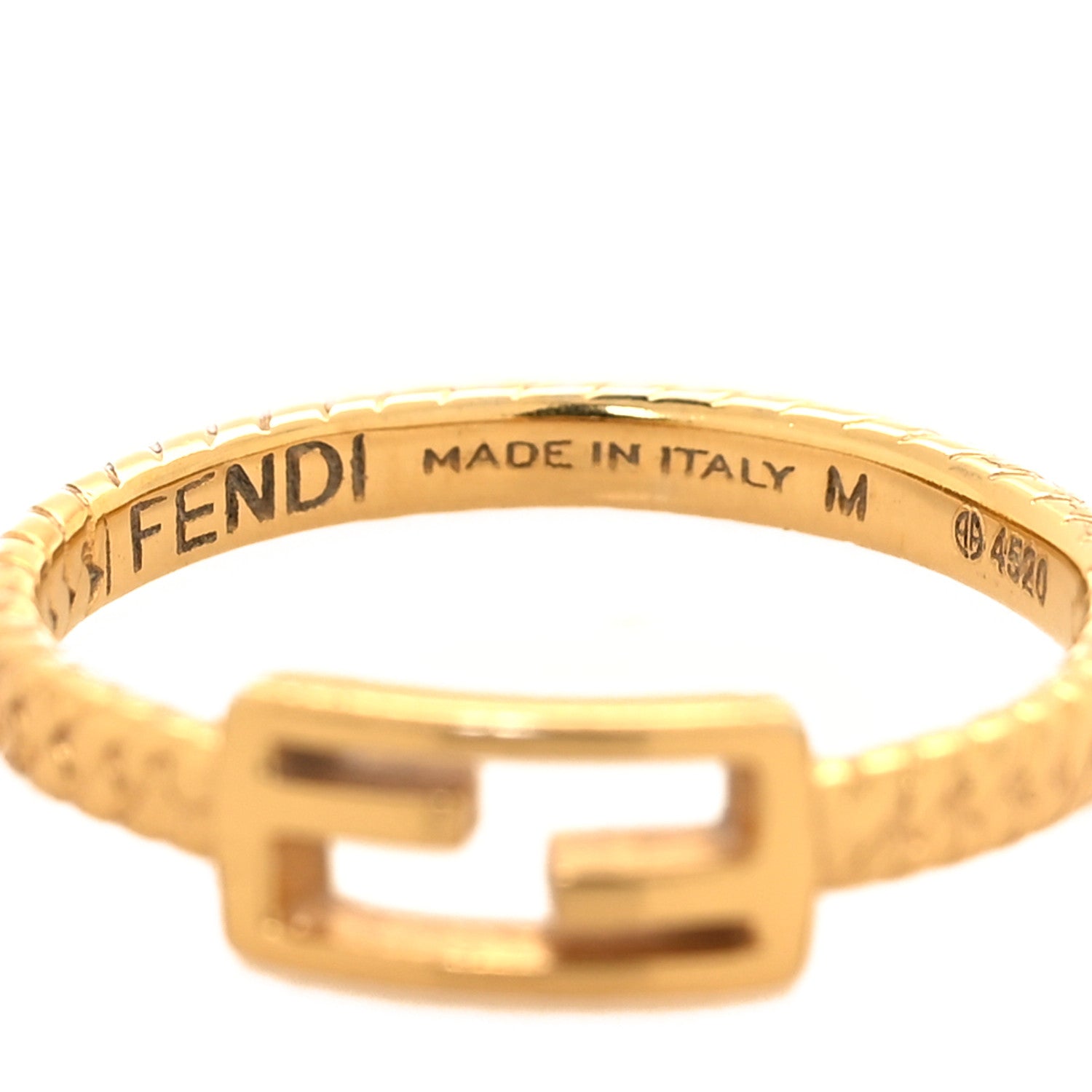 Fendi Metal Baguette Ring M 54 6.75 Gold 4 of 5