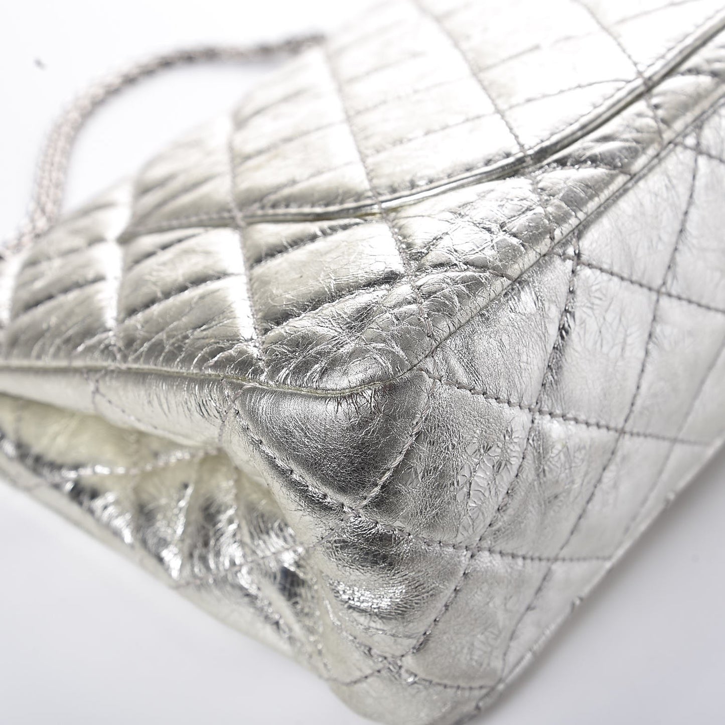 Metallic Aged Calfskin Quilted 2.55 Reissue 227 Flap Silver
