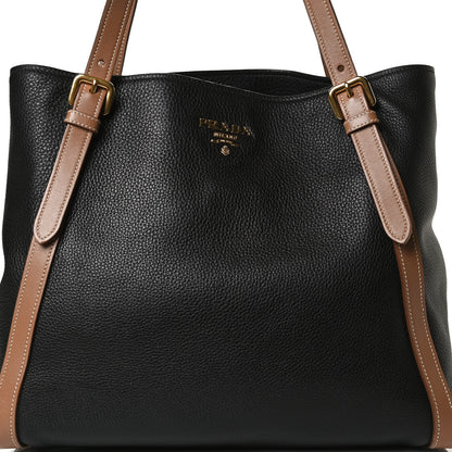 Prada Vitello Phenix Shopping Tote Black Caramel 6 of 12