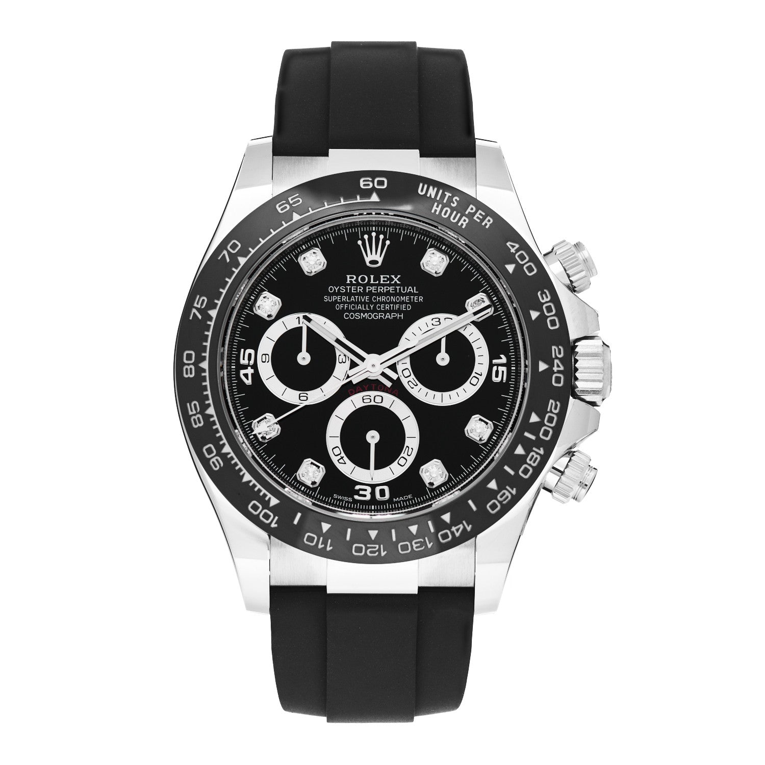 Rolex 18K White Gold Oysterflex Diamond 40mm Oyster Perpetual Cosmograph Daytona Watch Black 116519LN 1 of 5