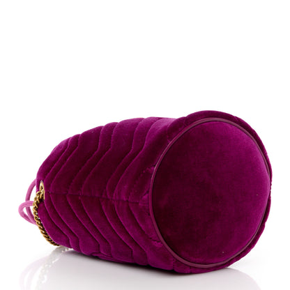 Gucci Velvet Matelasse Mini GG Marmont 2.0 Bucket Bag Fuchsia Violet Cyclamen 4 of 11