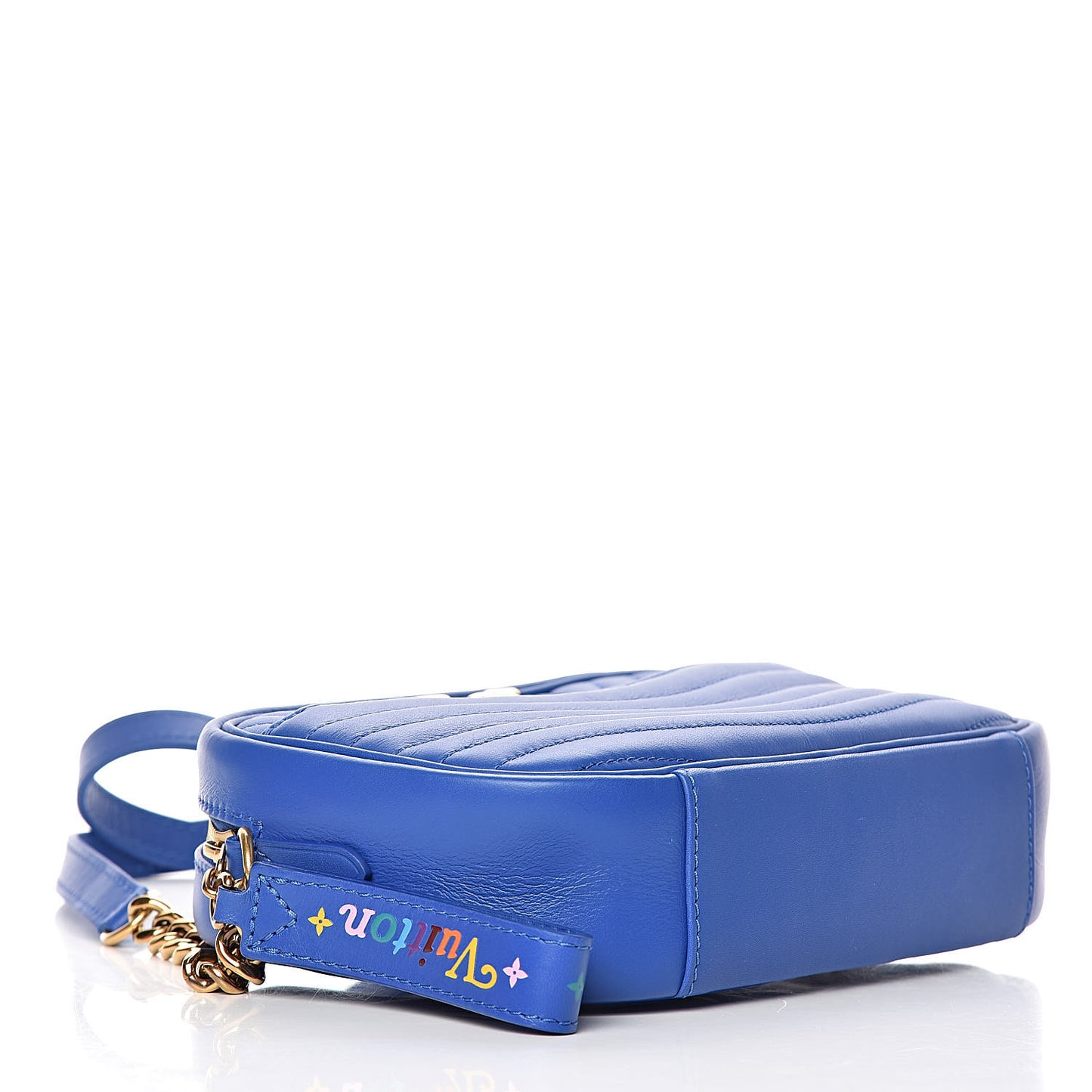 Calfskin New Wave Camera Bag Bleu Neon