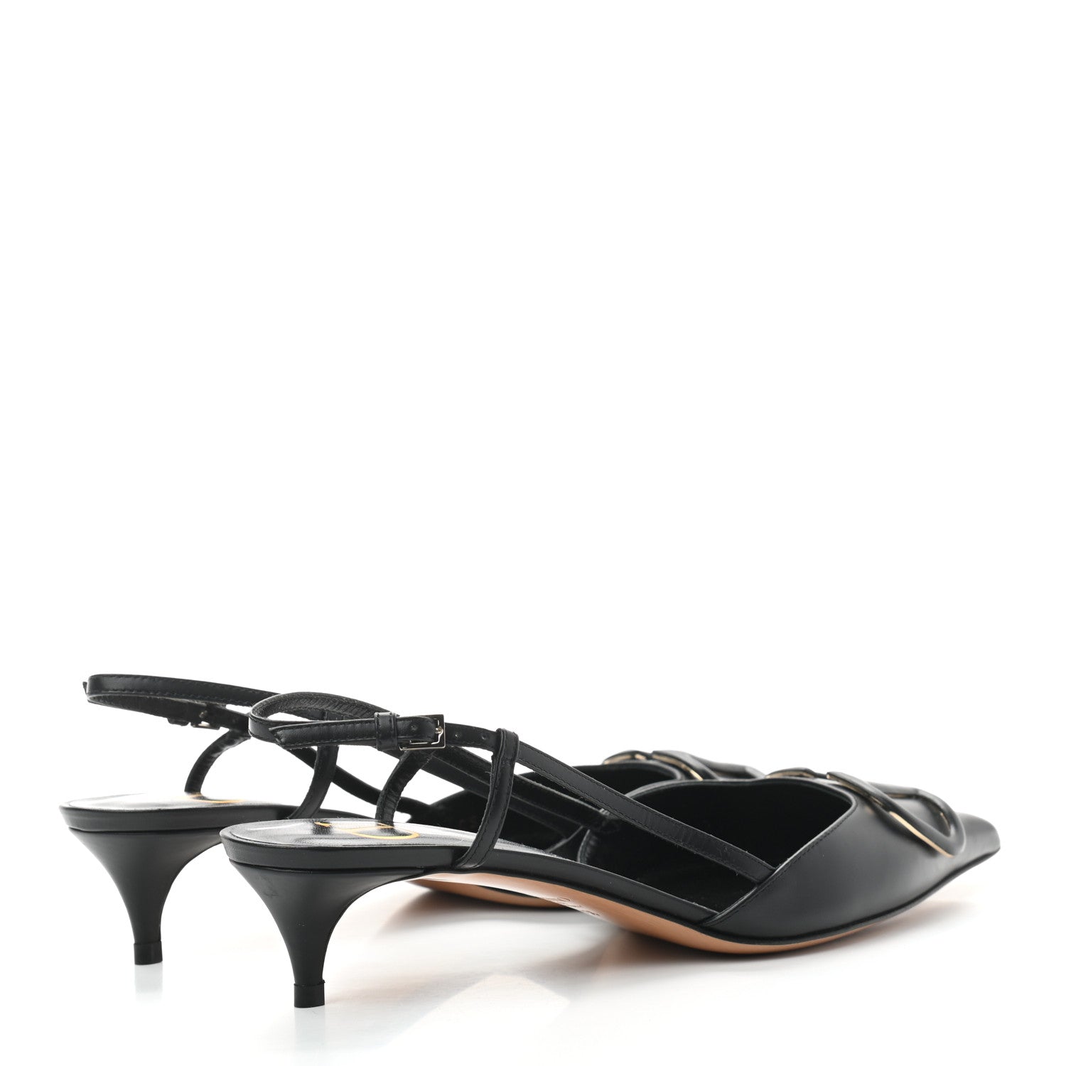 Valentino Garavani Calfskin Tonal Vlogo Slingback 40mm Pumps 37.5 Black 4 of 6