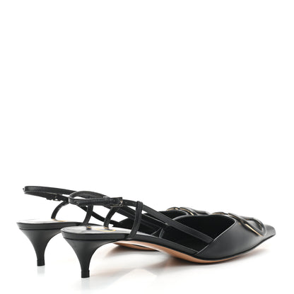 Valentino Garavani Calfskin Tonal Vlogo Slingback 40mm Pumps 37.5 Black 4 of 6