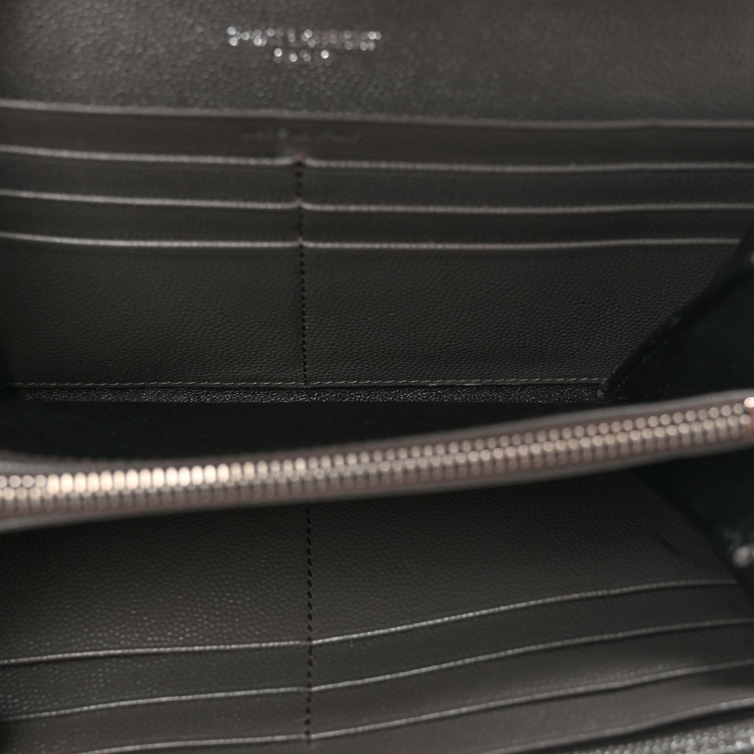 Saint Laurent Grain De Poudre Matelasse Chevron Monogram Flap Wallet Fog 5 of 10