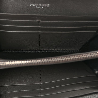 Saint Laurent Grain De Poudre Matelasse Chevron Monogram Flap Wallet Fog 5 of 10