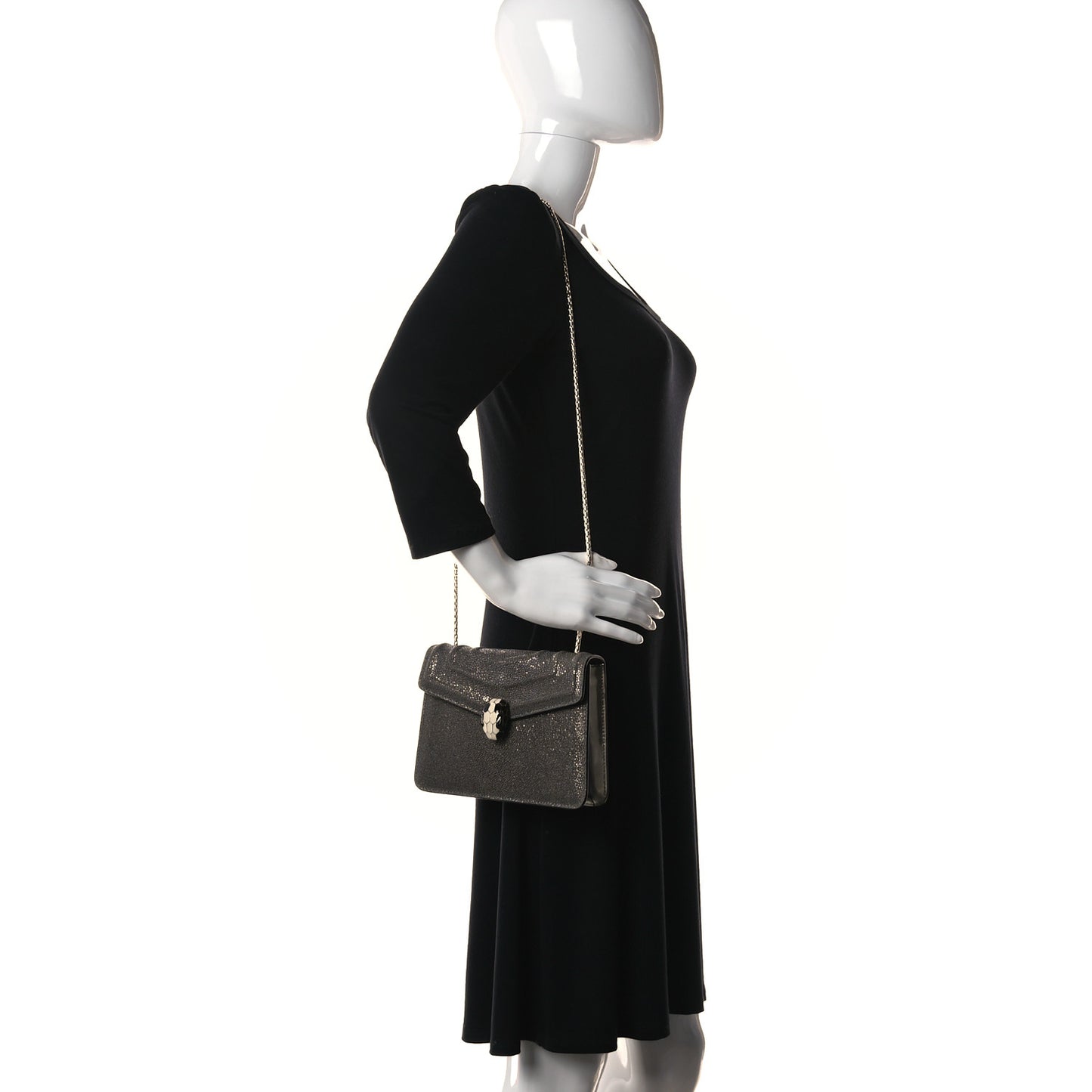 Stingray Patent Serpenti Forever Crossbody Grey