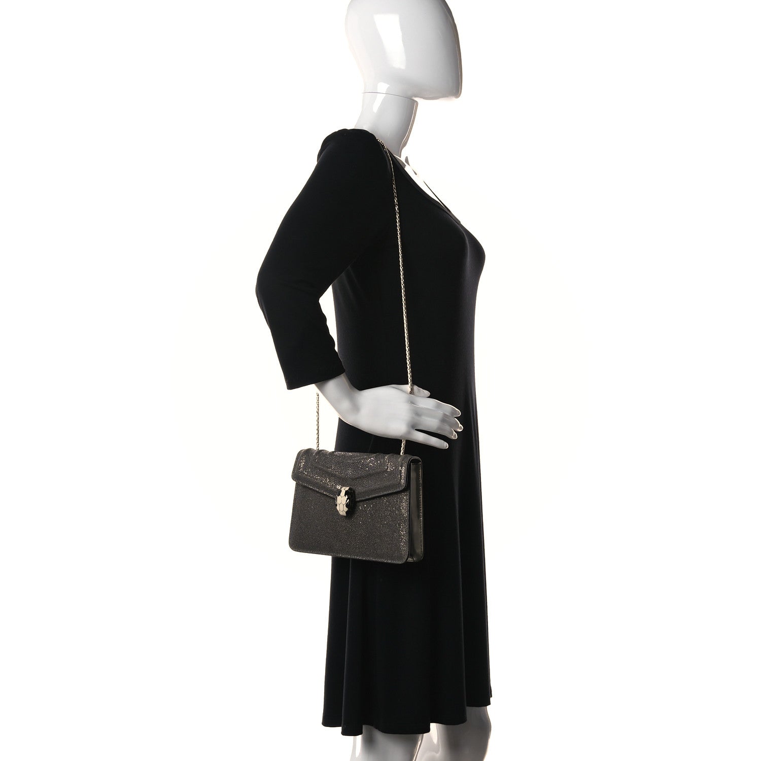 Bulgari Stingray Patent Serpenti Forever Crossbody Grey 3 of 15