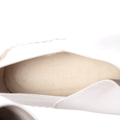Chanel Grained Calfskin CC Espadrilles 38 White Black 6 of 7