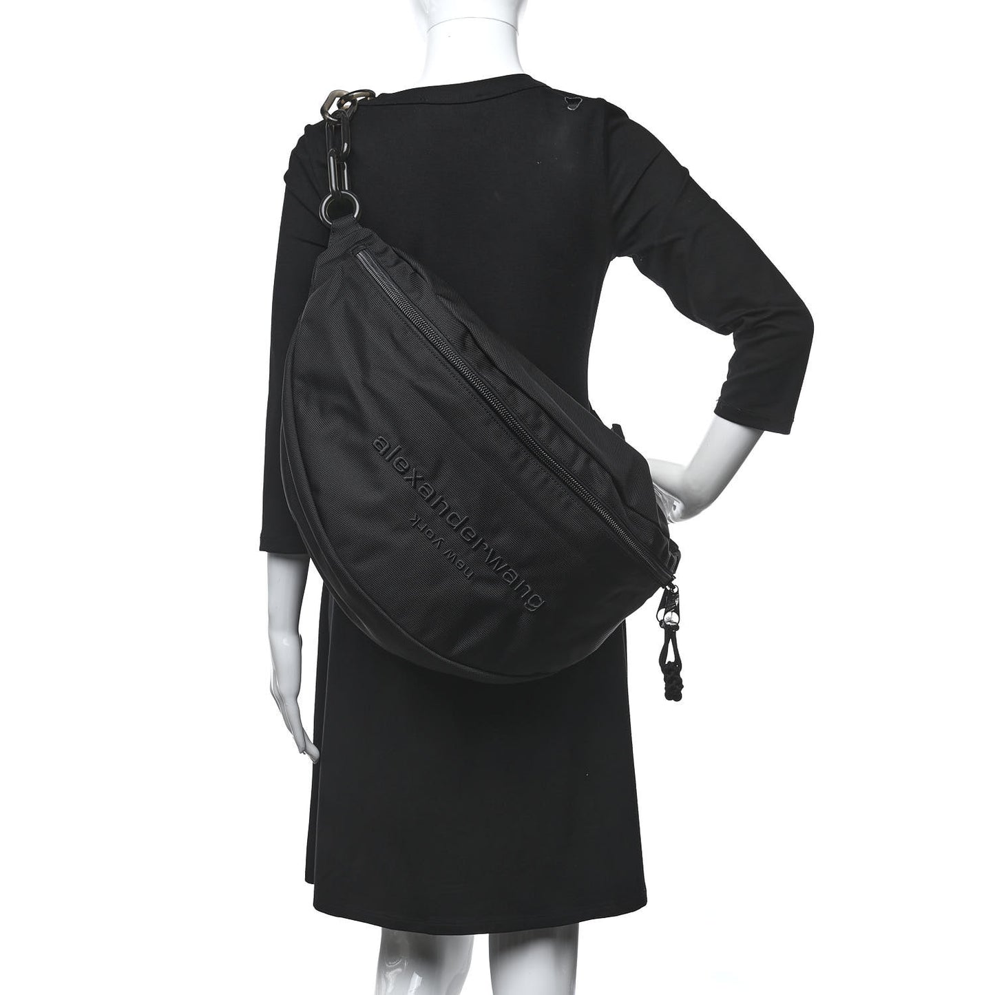 Nylon Logo Printed Attica Gym Shoulder Bag Black